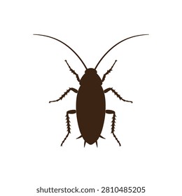 Brown cockroach silhouette icon vector illustration on white background.