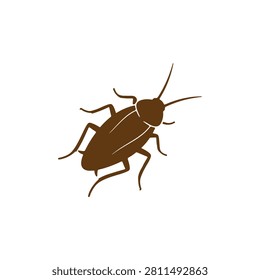 Brown cockroach silhouette icon vector illustration on white background.