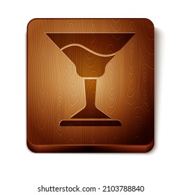 Brown Cocktail icon isolated on white background. Wooden square button. Vector