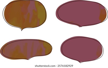 brown cocoa colorful watercolor speech bubbles set vector