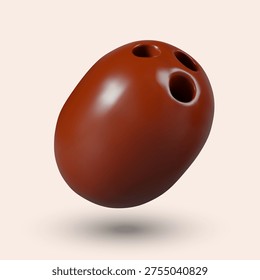 Brown coconut closeup in 3D style. Ripe tropical palm nut. Vector element for food concepts