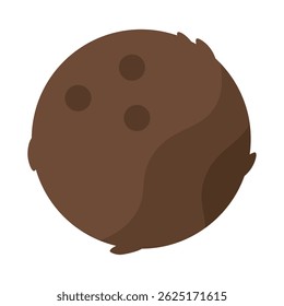 Icono plano de coco marrón. Ilustración vectorial