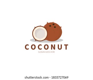 Brown Coconut Logo Concept. Vector Design Illustration. Symbol and Icon Vector Template.