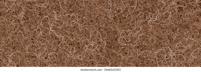 Brown coconut mattress surface. Seamless pattern with pressed tangled fibers. Top view of coir texture. Vector bg