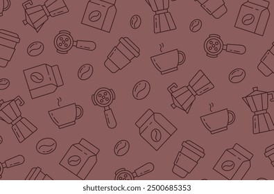 Brown coffee background with icons.