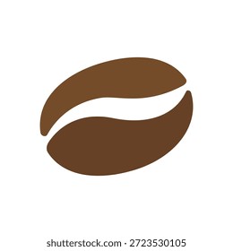 Icono de grano de café marrón aislado Ilustración vectorial de diseño de estilo plano sobre fondo blanco.