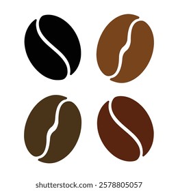 Brown coffee bean isolated set on white background
