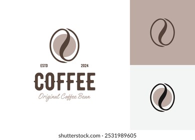 Brown coffee bean logo design modern vintage style business coffee vector logo illustration