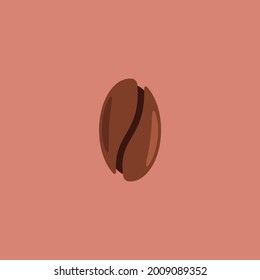 Brown coffee bean vector flat design illustration, Cartoon style single coffee seed hand drawn flat vector icon isolated on background. Fresh coffee bean symbol in flat style. Coffee Drink Vector