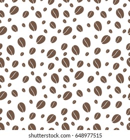 Brown coffee beans. Coffe seamless vector pattern. Suitable for wrapping paper, fabric printing, coffee shop, restaurant, cafe.
