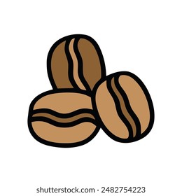 Brown Coffee Beans Flat Illustration