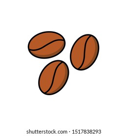 Brown coffee beans icon on white background.