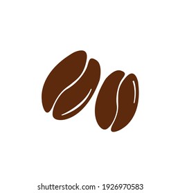 Brown coffee beans icon on white background