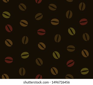 Brown Coffee Beans Seamless Dark Background. Vector