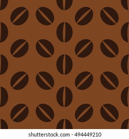 Brown coffee beans seamless pattern. Vector illustration