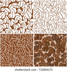 Brown coffee beans. Coffee seamless vector pattern. Suitable for wrapping paper, fabric printing, coffee shop, restaurant, cafe