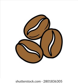 Brown coffee beans stacked in a triangle formation on white background vector illustration
