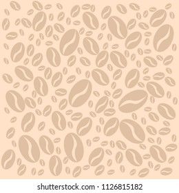 Brown coffee beans are used for the background design.