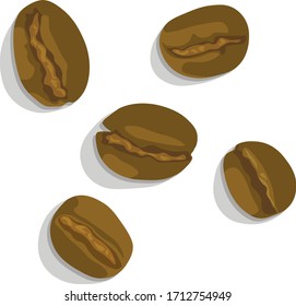 Brown coffee beans without background