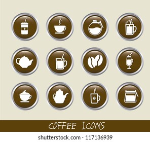 brown coffee buttons isolated over beige background. vector