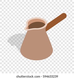 Brown coffee cezve isometric icon 3d on a transparent background vector illustration