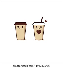 Brown coffee couple emoji for menu list and other