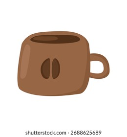 Taza de café marrón con grano de café