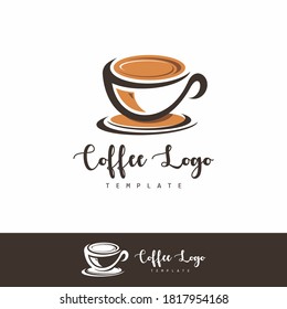 Brown coffee cup for cafe logo vector