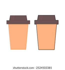 brown coffee cup. coffee glass. plastic cups. take away coffee cup. hot drink. cold drinks. vector illustration