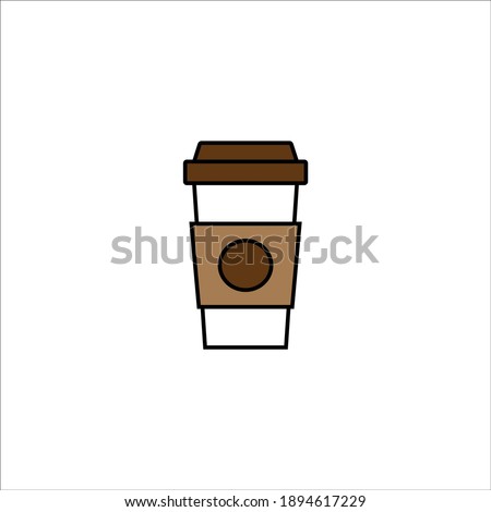 brown coffee cup icon on white background, vector illustration