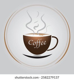 Brown coffee cup icon vector illustration.