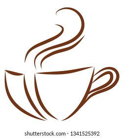 Brown coffee cup logo illustration color vector on white background