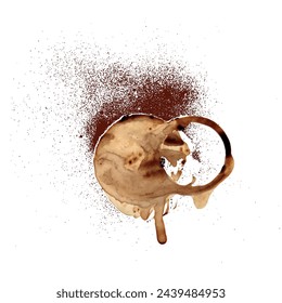 Brown coffee cup mark on white Vector