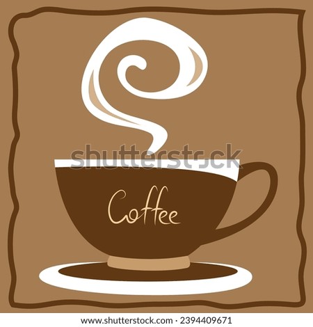 Brown coffee cup on brown background retro poster vector illustration	
