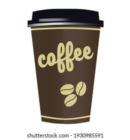 brown coffee cup on white background
