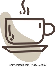 Brown coffee cup with saucer, illustration, vector on a white background.