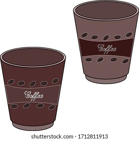 
Brown coffee cups.  Isolated on white background. Vector illustration.