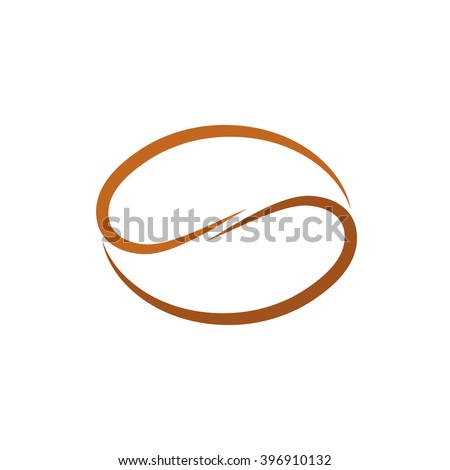 Brown coffee grains on a white background. Symbol reassuring drink. Vector illustration.