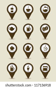 brown coffee icons over beige background. vector