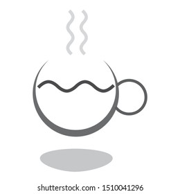 Brown  coffee with a light grey shadow below. Vector design of a mug.