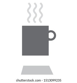 Brown  coffee with a light grey shadow below. Vector design of a mug.