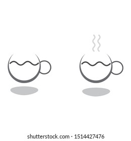 Brown  coffee with a light grey shadow below. Vector design of a mug.