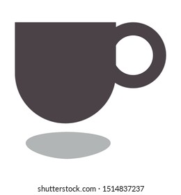 Brown  coffee with a light grey shadow below. Vector design of a mug.