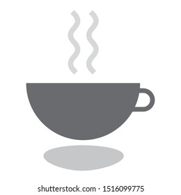 Brown  coffee with a light grey shadow below. Vector design of a mug.