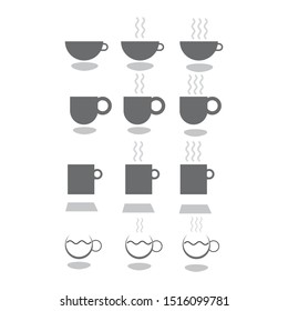 Brown  coffee with a light grey shadow below. Vector design of a mug.