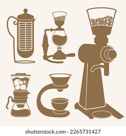 brown coffee machine silhouette collection