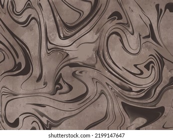 Brown coffee mocha colored dirty grunge watercolor textured background with swirl decoration vector wavy wallpaper
