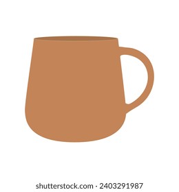 Brown coffee mug. Ceramic mug on Isolated background. Vector illustration