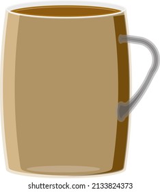 Brown coffee mug, illustration, vector on a white background.