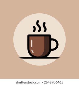 Brown Coffee Mug Steaming Hot Drink Beige Background